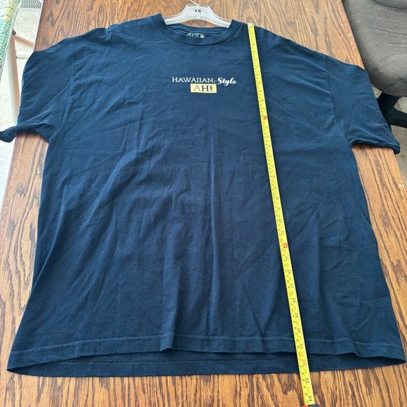 AHI Hawaiian Style Blue Short Sleeve Tee with Crew Neck - Picture 6 of 7